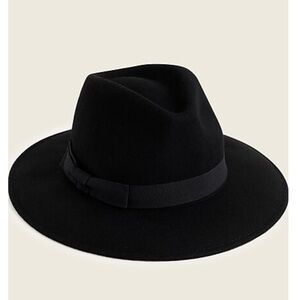 J. Crew Black Western Hat with Grosgrain Trim Classic Wide-Brimmed Design